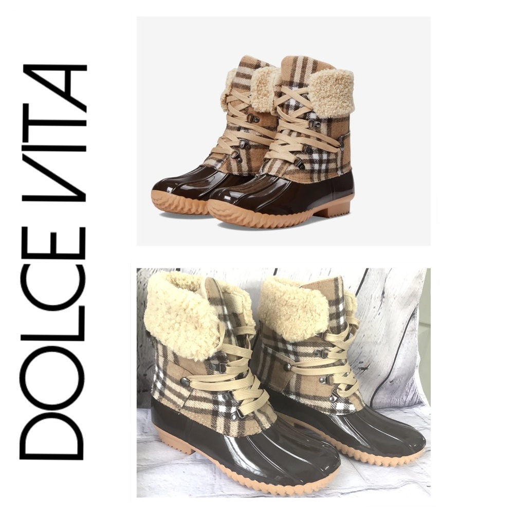 🐘 DV Faux Shearling Trim Duck Boots